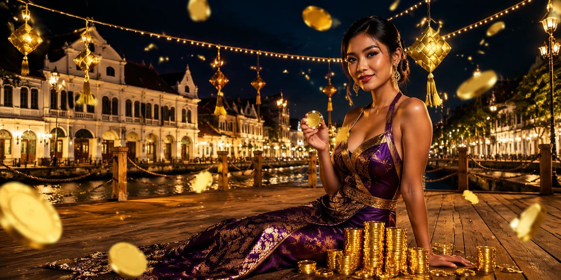 Suasana festival kasino online dengan lampu malam yang semarak
