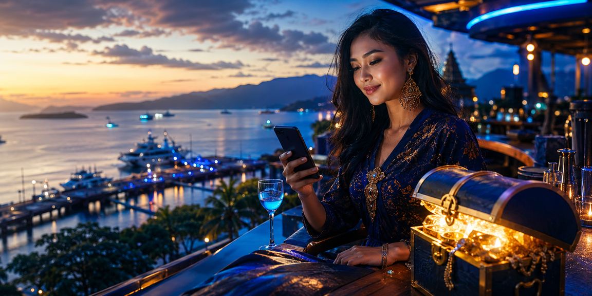 Model menggunakan ponsel untuk mengakses platform kasino mobile dengan mudah